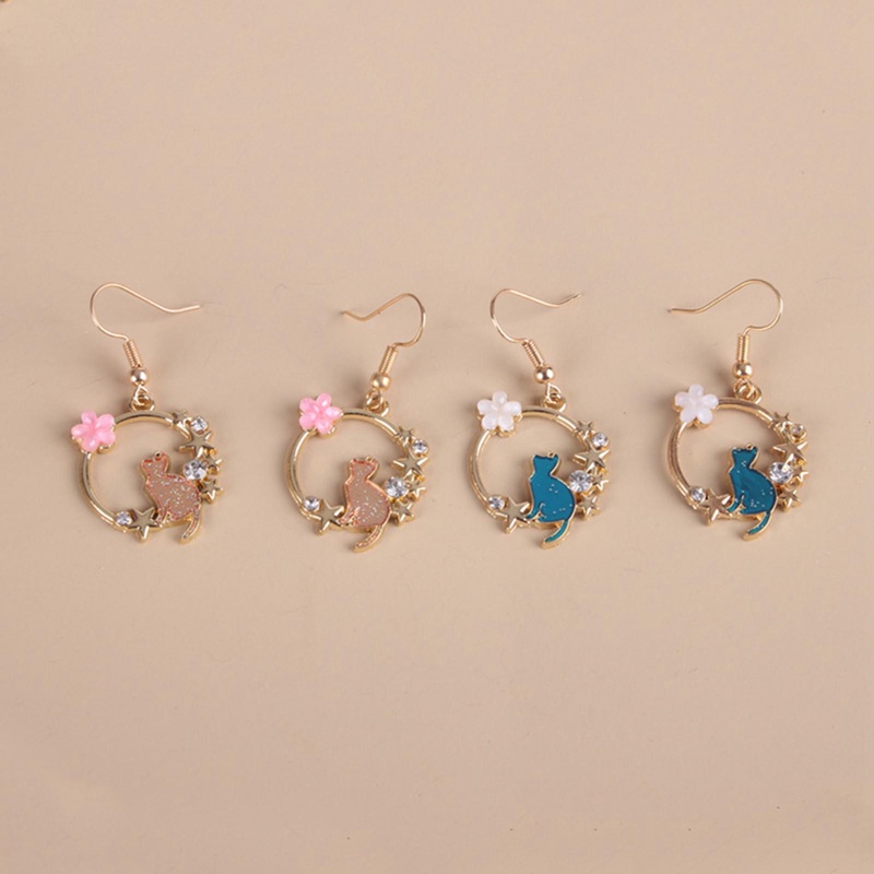 Fancyqube Anting Menjuntai Bentuk Tulang Ikan Kucing Bunga Aksen Mutiara Kristal Untuk Wanita