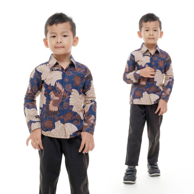 KEMEJA BATIK ANAK COWOK BAJU BATIK ANAK LENGAN PANJANG UMUR 2-12 TAHUN
