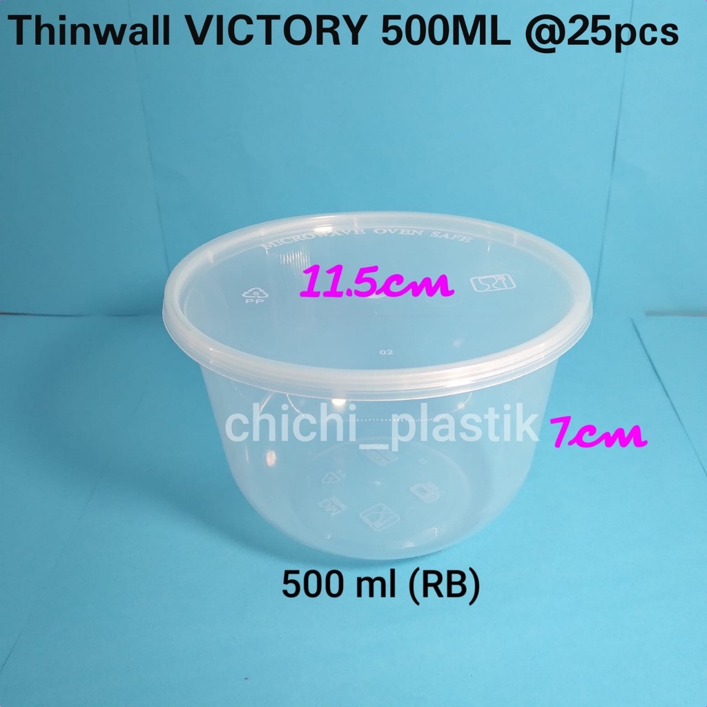 Thinwall food container 500ml VICTORY / Cup salad 500ml/Cup puding 500ml/ Mangkok plastik / Mangkok Bening