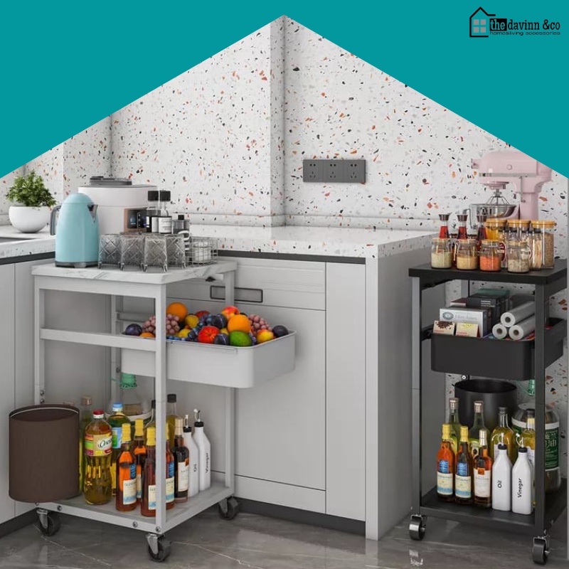 Rak Dapur Troli Dengan Roda Geser Portable Rak Laci Penyimpanan Rak Organizer Untuk Dapur &amp; Rumah Serbaguna Rak Troly Roda 3 Rak Bayi Besi Tempat Penyimpanan Rak Salon Organizer Rack Rak Rak susun Besi Besar Minimalis Serbaguna Rak Bayi Besar Gantung Aest