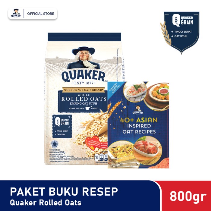 

Quaker Rolled Oats 800g Free Buku Resep