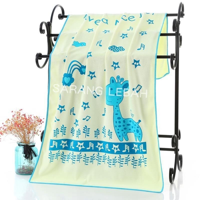 Handuk Mandi Baby Microfiber Murah / Towel Sarang Lebah Motif JERAPAH 60x120