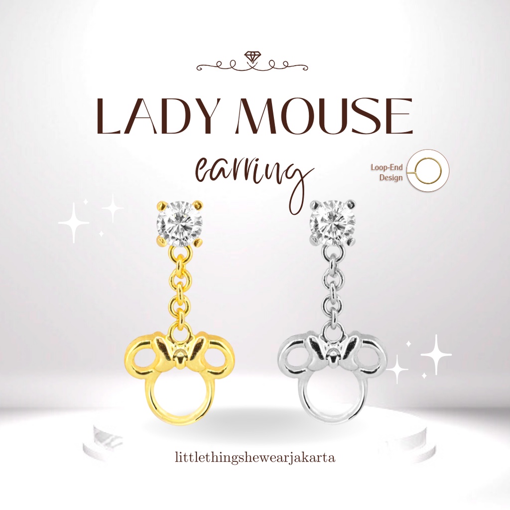 (Jakarta) Littlethingshewear Official Lady Mouse Swarovski 0,81 Gram