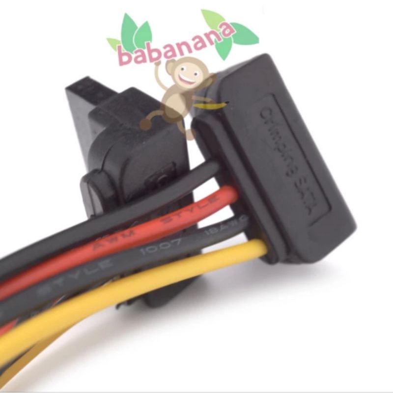 Kabel Molex Female to Dual Sata Siku Power Splitter HDD Cable Cabang