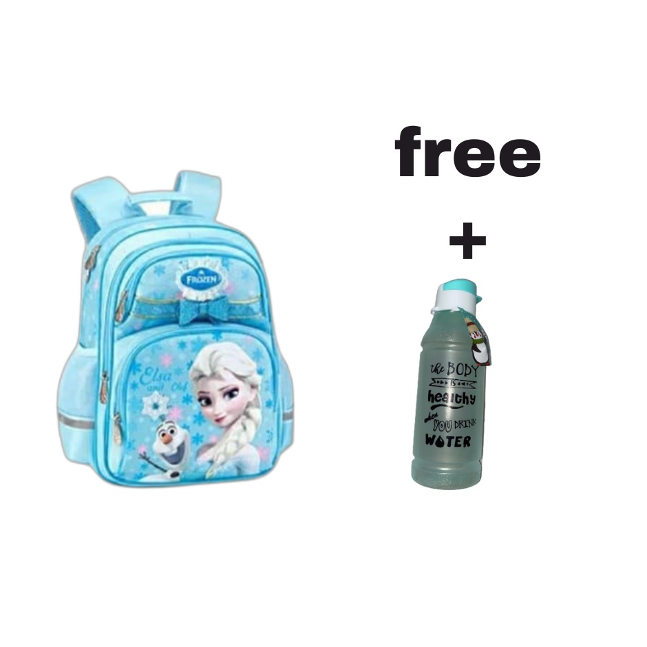 Tas Glossy SD TK Ransel Anak Sekolah Cewe Perempuan Kuda Unicorn Elsa Timbul LOL Prosen gratis Botol Minuman