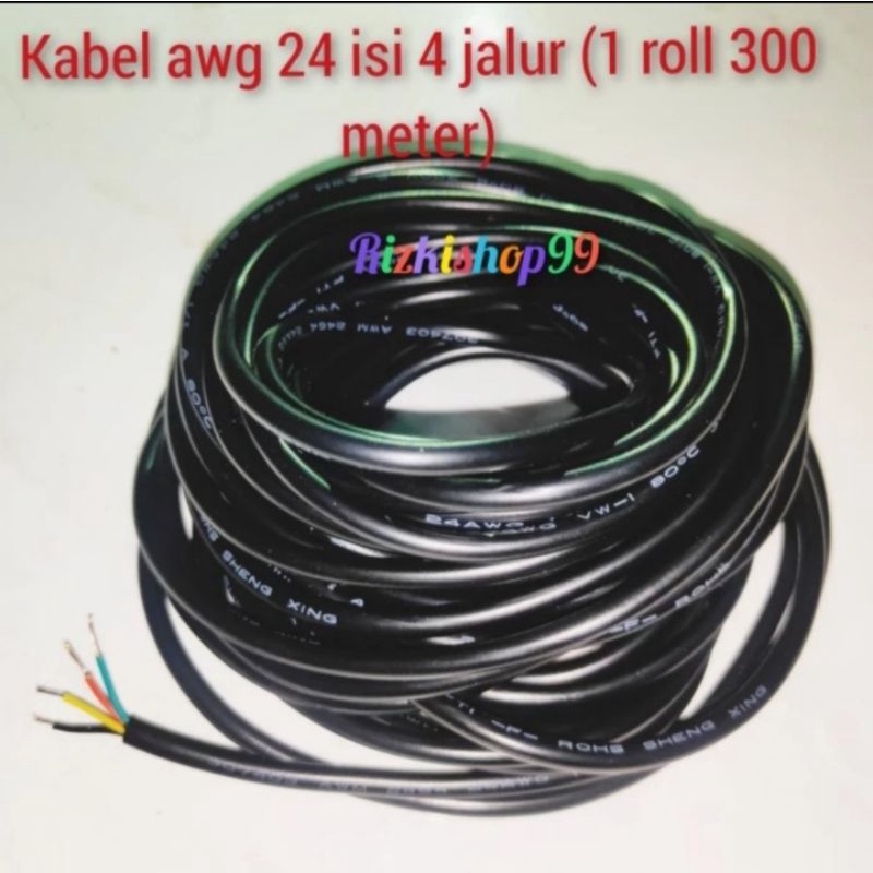 Kabel awg 24 isi 4 jalur 1roll 300Mtr (awg 24x4)
