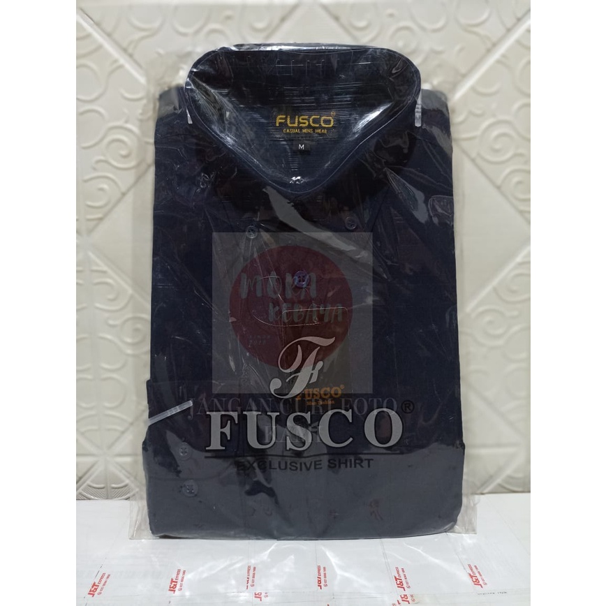 Kemeja polos reguler lengan panjang NAVY GELAP  fusco_kemeja kerja_kemeja pria_kemeja kuliah_kemeja formal_kemeja