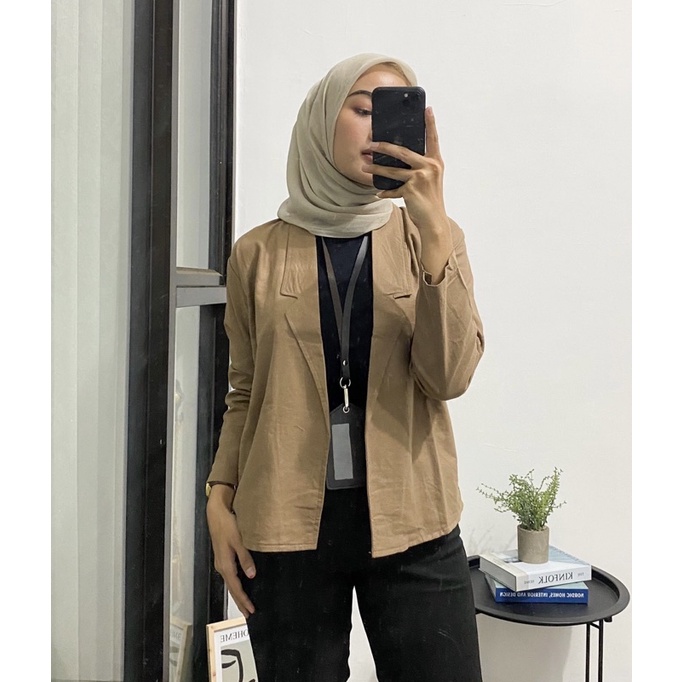 Blazer Linen Wanita Nancy Loona Casual Outer Cewek Premium Kekinian Cozy Korean Style By YNZ