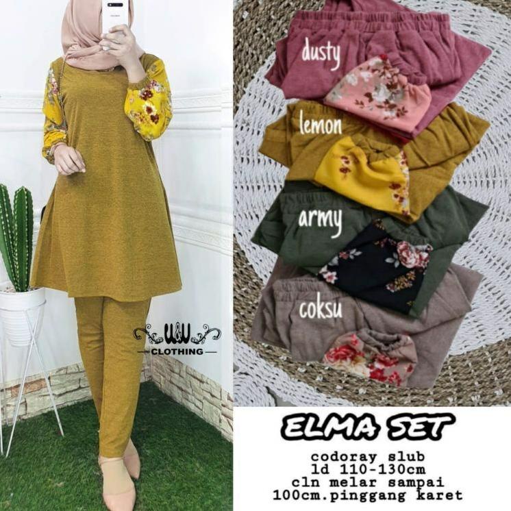 SBB.18Oc22ᴹ ◦  Setelan Celana Kaos Import Wanita Melar Jumbo ELMA SET by Mango Original Solo