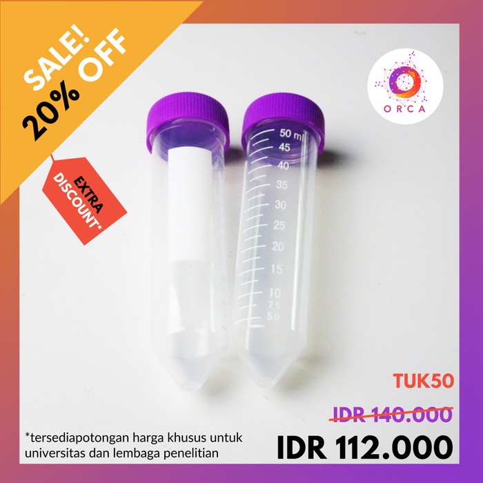 Jual Conical Tube 50ml - Tabung Konikal 50ml Sentrifugasi Centrifuge ...