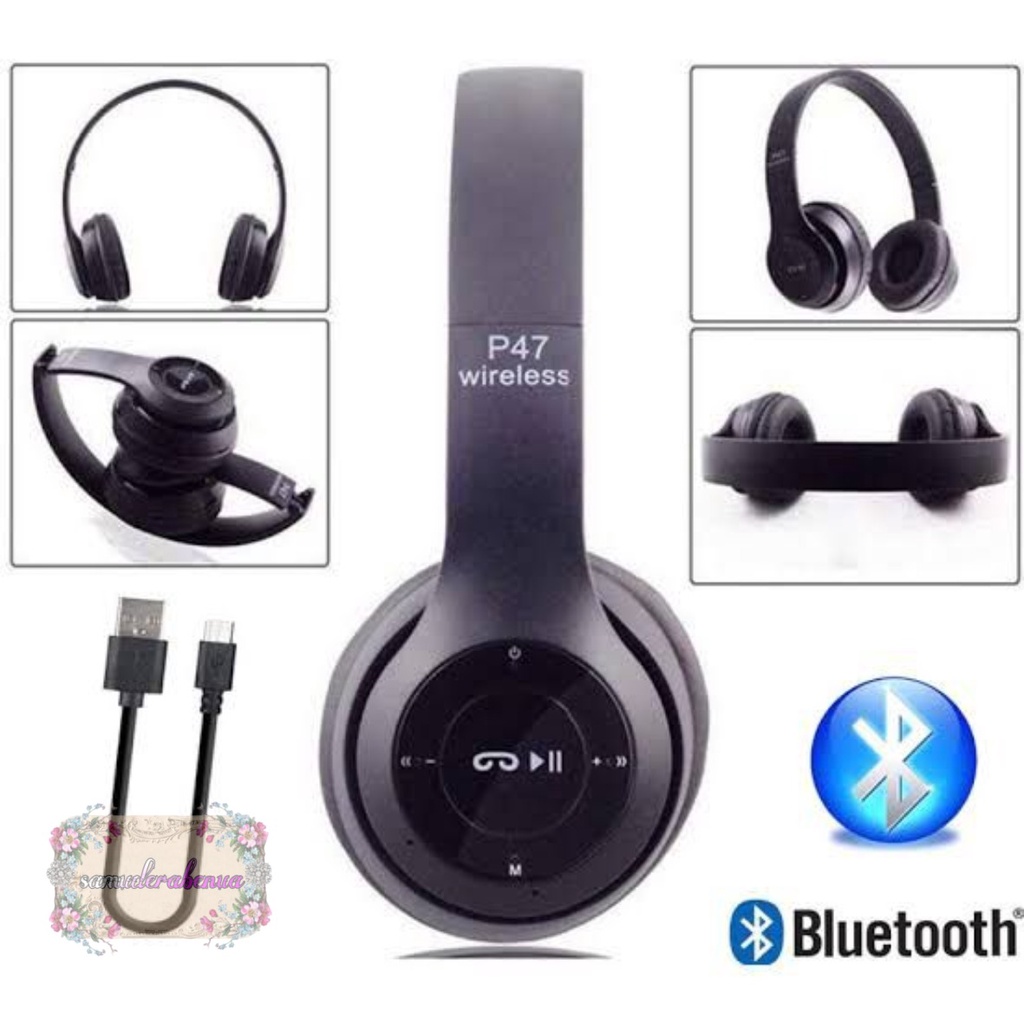 HEADPHONE BLUETOOTH P47 Headset Bando Gaming Lipat Wireless Audio Stereo Super Bass 5.0 EDR Travel SB4364