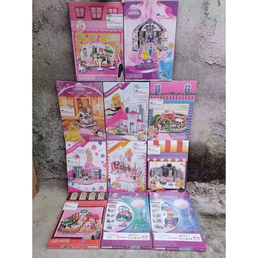 Mainan 3D Puzzle Clever dan Happy Leer Princes Lengkap Dengan Buku Panduan Versi Barbie Mainan Edukasi Anak Puzzle 3D Miniatur