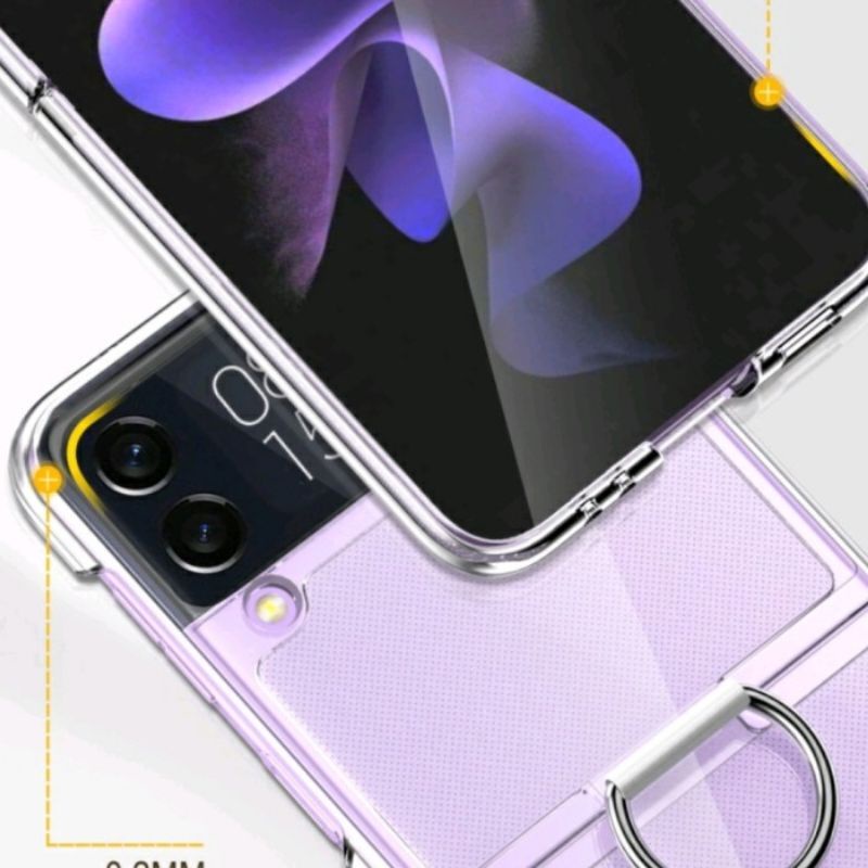 Samsung Z FLIP 4 FLIP 3 Silikon Case Lushuo Transparan Bening Gantungan Ring