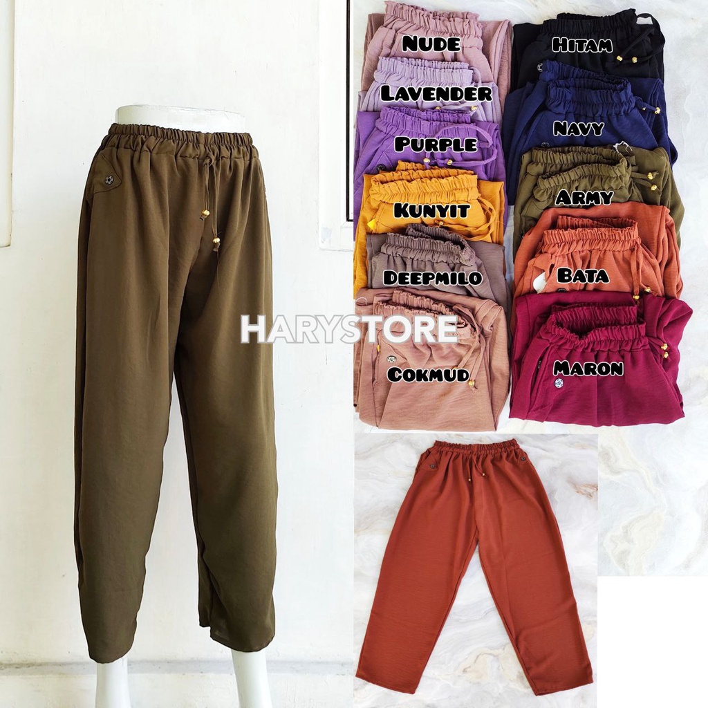 MB 02- Celana Pensil panjang baggy Pants Wanita XL dan 3L Jumbo dewasa / Celana Jumbo Ibu katun Crinkle adem nyaman Celana kerja / harian / santai murah