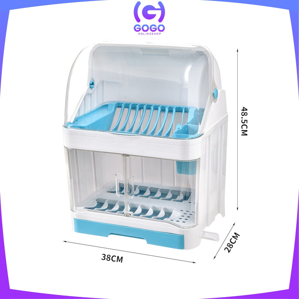 GOGO-C266 Rak Piring Lemari 2 Susun Plastic Dish Rack Rak Pengering Piring Tempat Piring Rak Dapur