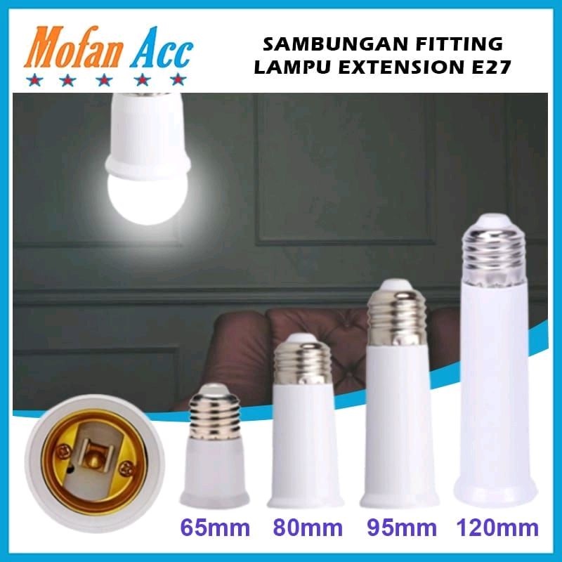 Fitting Sambungan Lampu E27 / Socket Pemanjang Fiting Dudukan Bohlam LED Extension Penyambung Lampu Agar lebih panjang Pemanjang lampu plafon atap dinding rumah