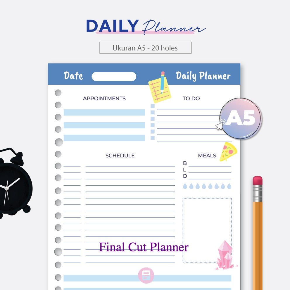 

Bukuqu A5 Loose leaf - L224 Daily Planner Biru Kertas Binder .
