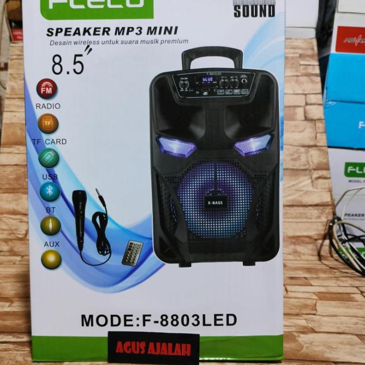 Special Price ✅COD SPEAKER BLUETOOTH KARAOKE +MIC KABEL+RADIO FM 1000WATT 8,5IN 8.5INCH FLECO F8803 