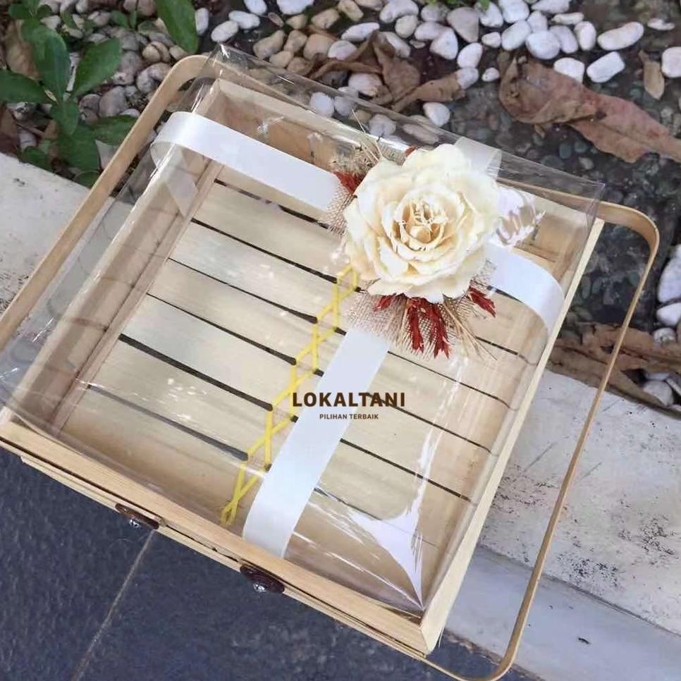 

Codek9K4w--Keranjang Bambu Kotak/Keranjang Hantaran/Keranjang Kue mika 30CM