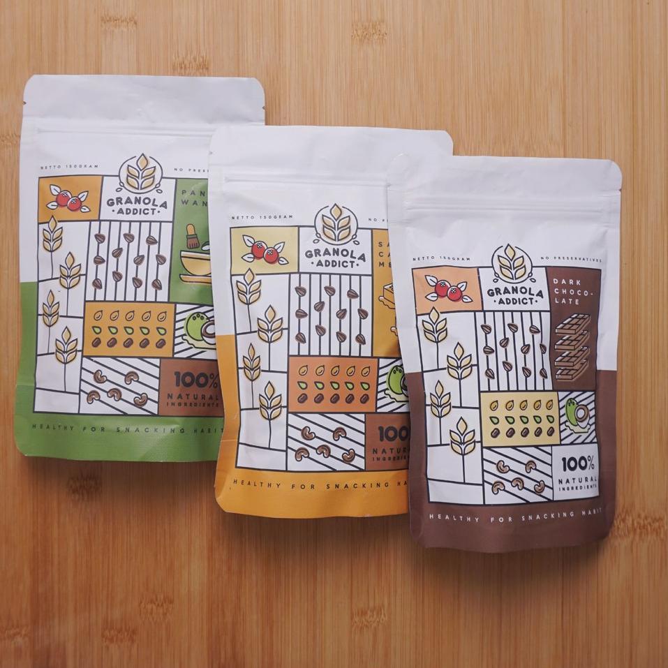 

Semuanya baru--Granola Addict - Paket Isi 4 * 150gram (Pandan Wangi / Dark Choco / Cinnamon, Cranberry / Caramel)