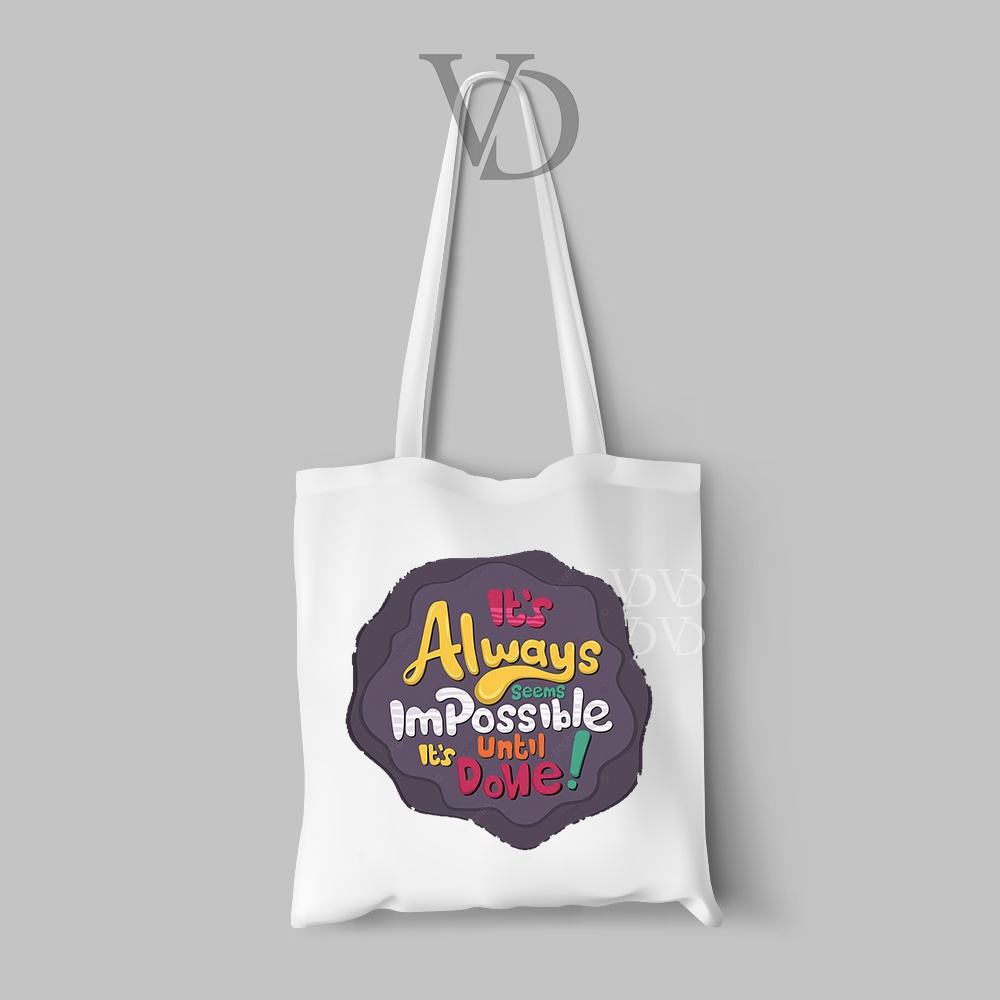 TOTE BAG KANVAS QUOTES VINTAGE/ TOTEBAG MOTIVASI / TAS QUOTES OF THE DAY