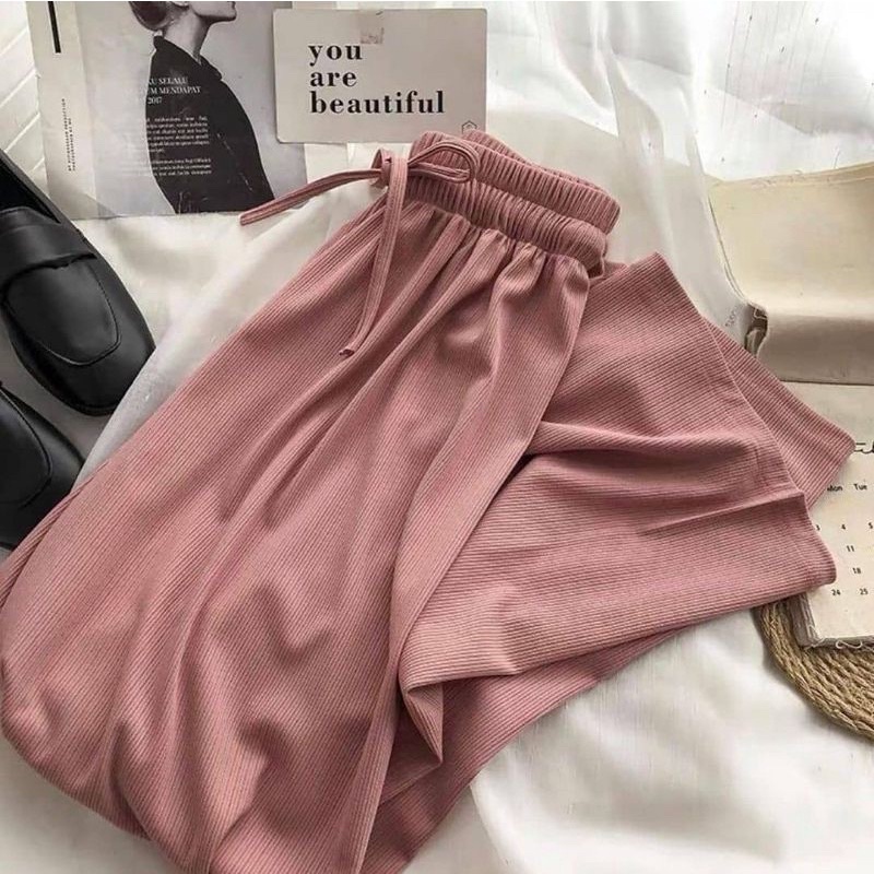 Kulot KNIT Highwaist Celana Wanita Kulot KNIT Loose Pants Kulot Knit Celanaa Panjang Wanita By Mallmoll Store