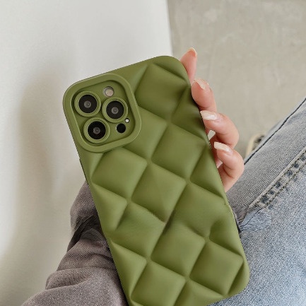 Case Motif Kotak-Kotak Warna Hijau Untuk iPhone