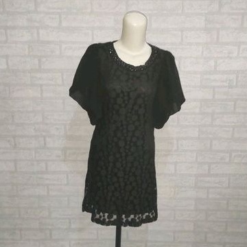 Dress Brokat Manik Lengan Balon