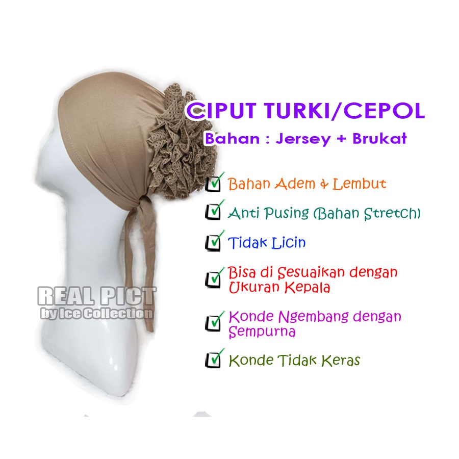 Inner Turki Cepol Tali Ciput Turki Anti Pusing Cepolan Hijab Kekinian Daleman Kerudung Dalaman Hijab