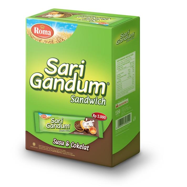 

10.10 Brand Roma Sari Gandum Sandwich Susu & Cokelat - 12pcs x 39gr 