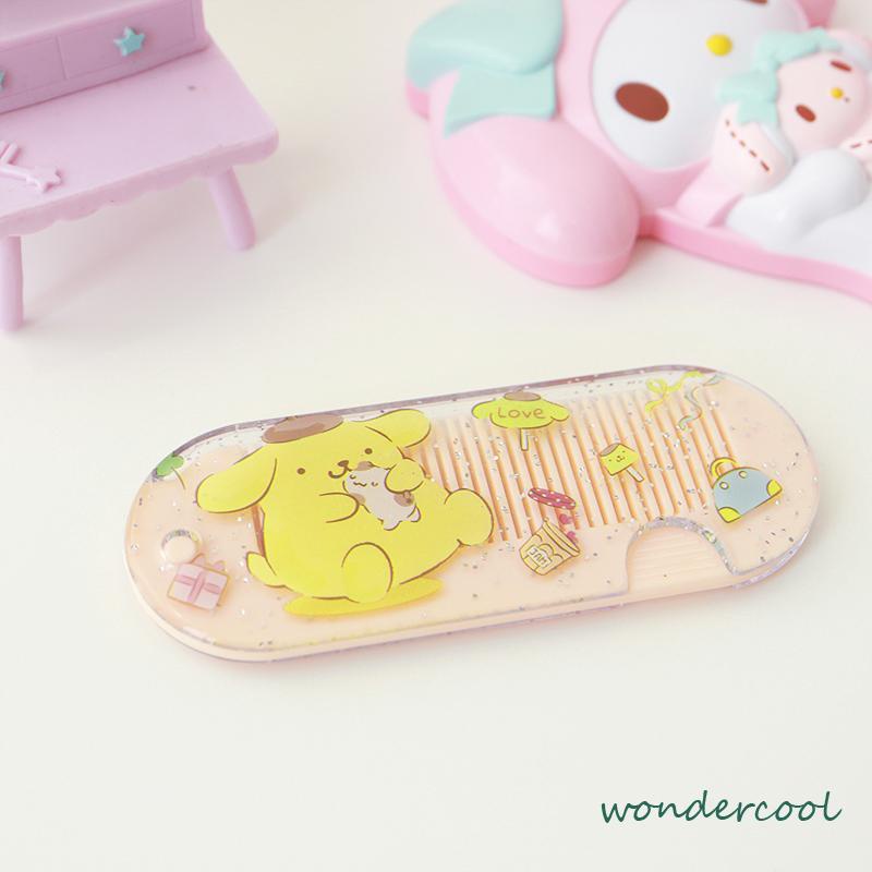 Sisir Kecil Plastik  Kartun Lucu Lipat Portabel Sisir Poni  Kuromi Melody Cinnamoroll Kitty-Won