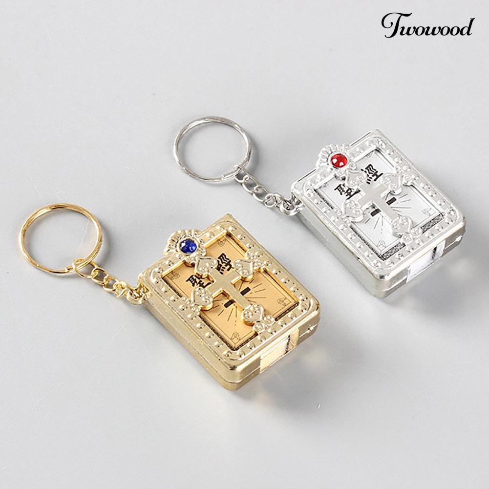 Twowood Gantungan Kunci Alkitab Mini Aksen Berlian Imitasi Untuk Aksesoris Tas