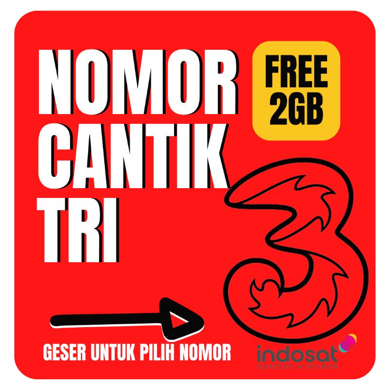 Nomor Cantik Tri / Three Bonus Kuota 5 GB