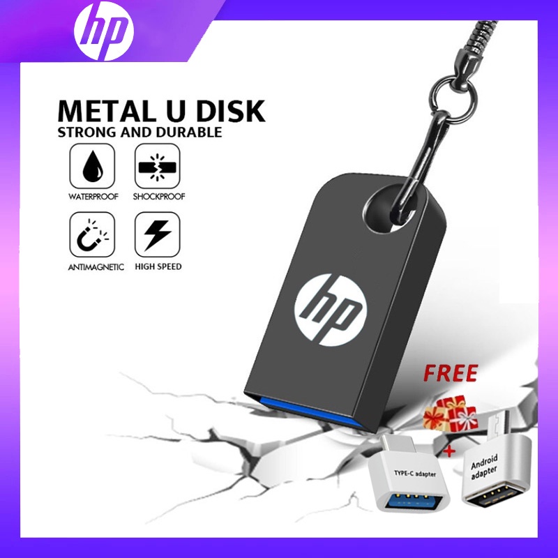 Flash Drive HP Mini 128GB 256GB 512GB 1TB 2TB USB3.0 Flash Drive Gunmetal Cocok Untuk Simpan Foto, Video Dan Lagu