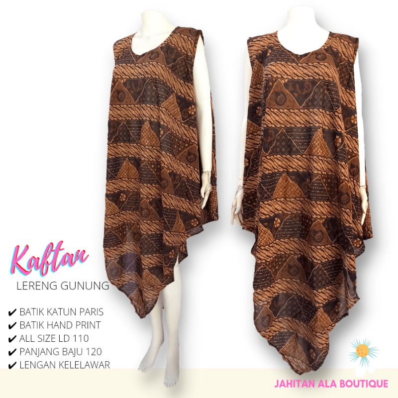 KAFTAN Batik Wanita Muslimah Tanpa Lengan - Outer Batik Bahan Paris Halus Adem