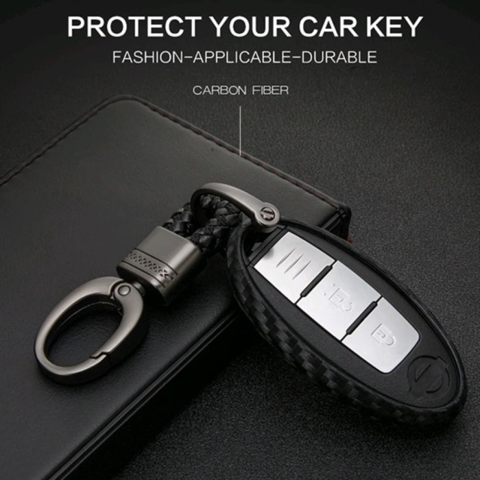 SMART KEY CASE CARBON + KEYCHAIN FOR NISSAN JUKE XTRAIL T31 T32