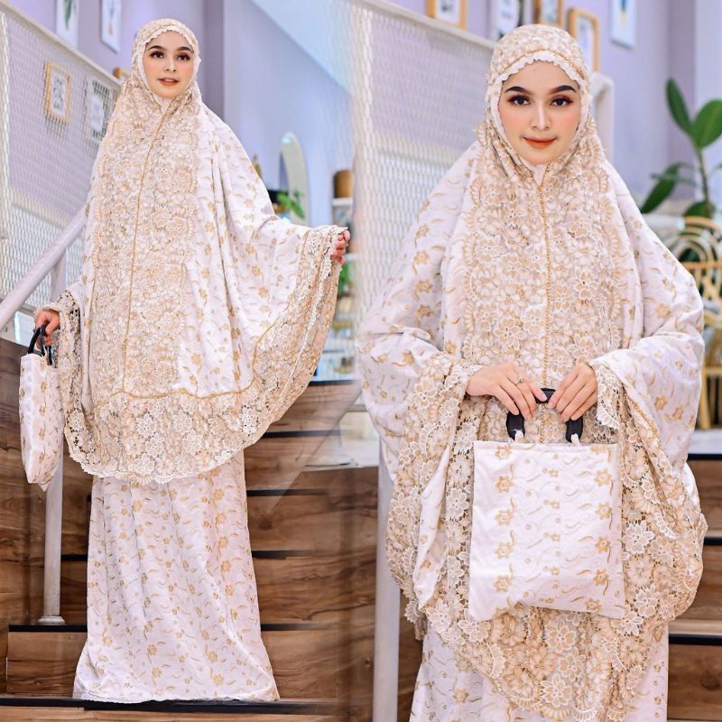 Mukena Mukenah Mewah Dewasa jumbo Bahan Adem Bordir Sutra Prada Premium Lebaran Elegan Mewah Terbaru