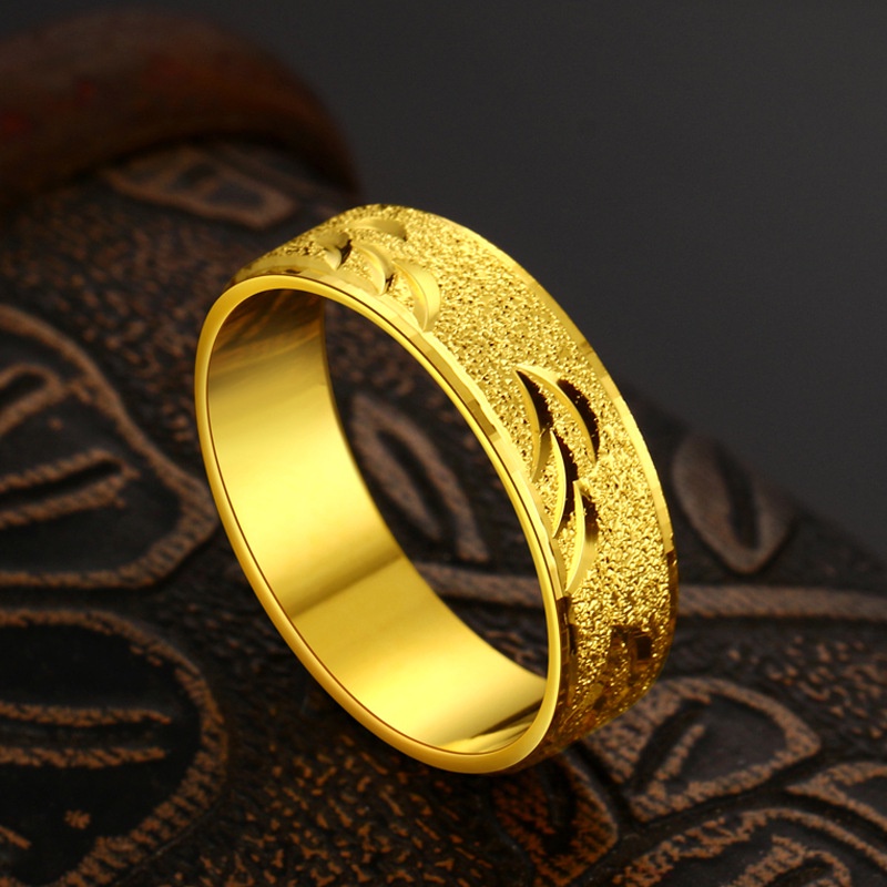 Goldkingdom Perhiasan Fashion 24K Bangkok Aksesoris Ready Stock Karakter Individu Sangat Sederhana Cincin Gilt Man Bersinar Terang