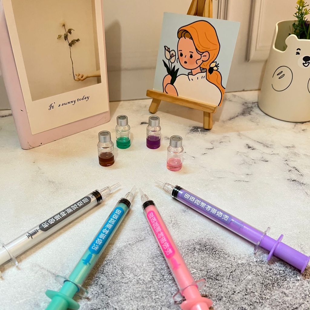 PULPEN VAKSIN SUNTIKAN MEDICINE SUPER UNIK &amp; CUTE LIMITED EDITION ONLY PEN GEL TINTA HITAM MODEL SUNTIK VACCINE KUALITAS IMPORT TERBAIK