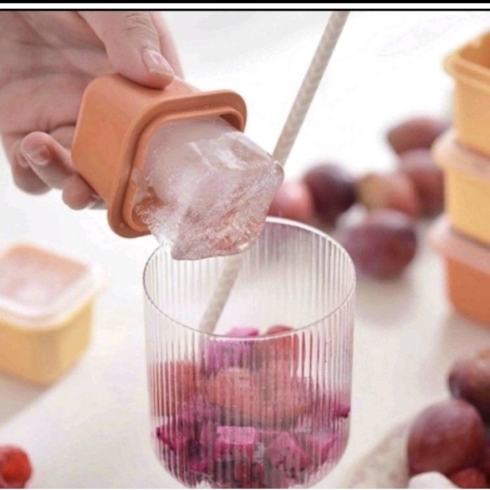 1pc Cetakan Es Batu 1 Cube+Tutup/Kotak Mpasi Makanan Anak Kotak Kecil