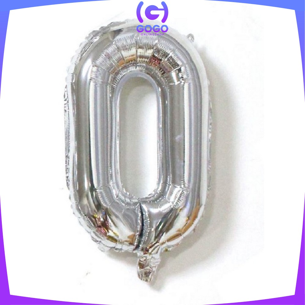 GOGO-C390 Ballon Foil Abjad Alphabet Polos Silver A-Z Balon Foil Angka 0-9 / Balon Foil Huruf Abjad Alphabet Angka Polos / Baloon Huruf Dan Angka Perlengkapan Ulang Tahun