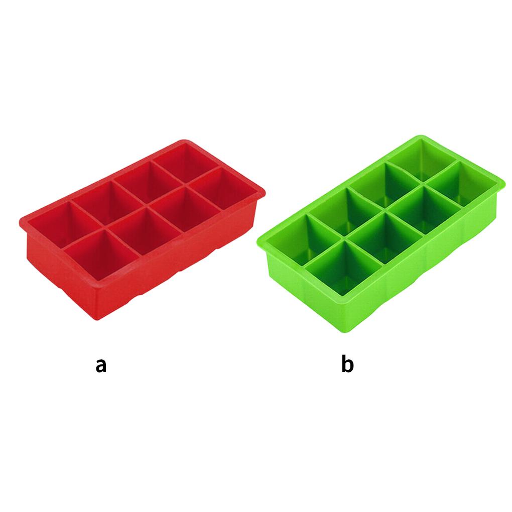 Ice Cube Maker Nampan Pembuat Cetakan Es Blok Silikon 8-grid Untuk Bar Anggur Merah