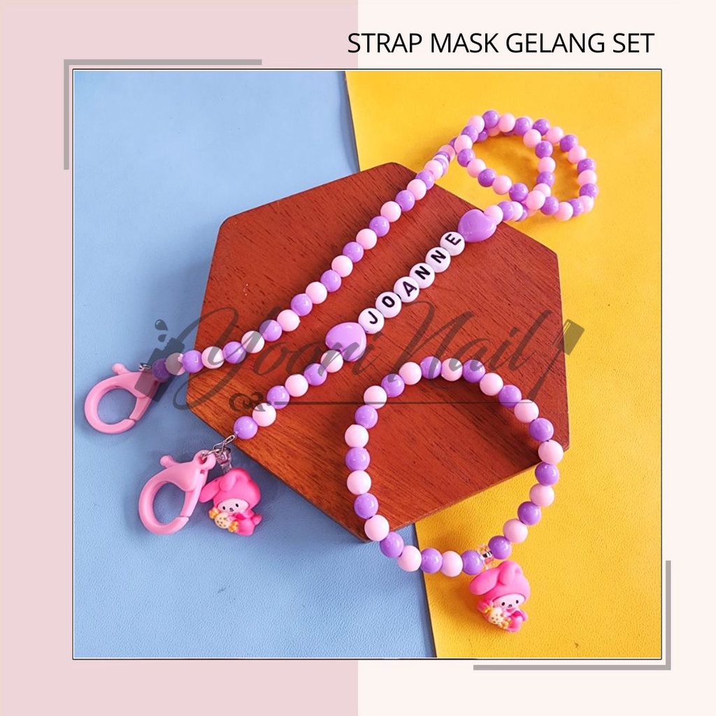 Strap masker gelang set nama strap tali masker custom kalung masker manik anak dewasa