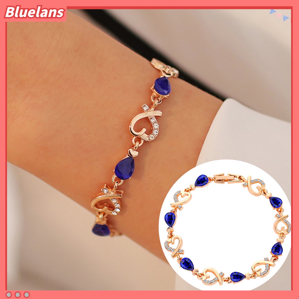 Bluelans Bangle Charm Woman Cubic Zirconia Lady Elegant Love Heart Bangle