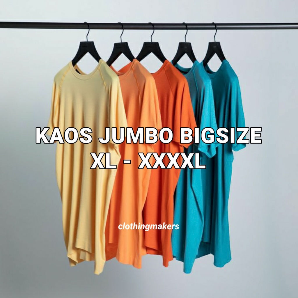 Kaos Polos Big Size Pria Wanita Jumbo Lengan Pendek Oversize XL XXL XXXL XXXXL Cewek Cowok Premium