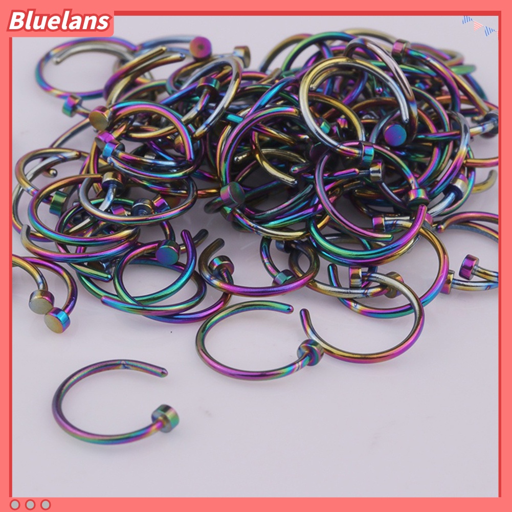 Bluelans Punk 4 Pcs Fashion Stainless Steel Lip Nose Septum Ring Body Piercing Jewelry