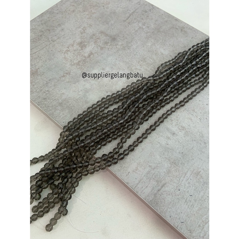 kristal bola dunia cutting 6mm smoky quartz kuarsa grey ceko bulat