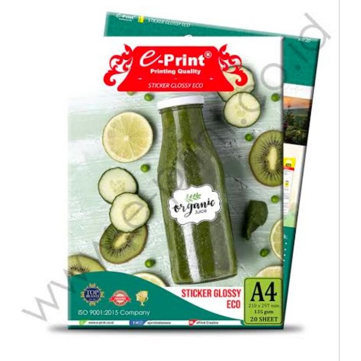 

e-Print Glossy Sticker Eco Photo Paper A4 135gsm(isi 20sheets)