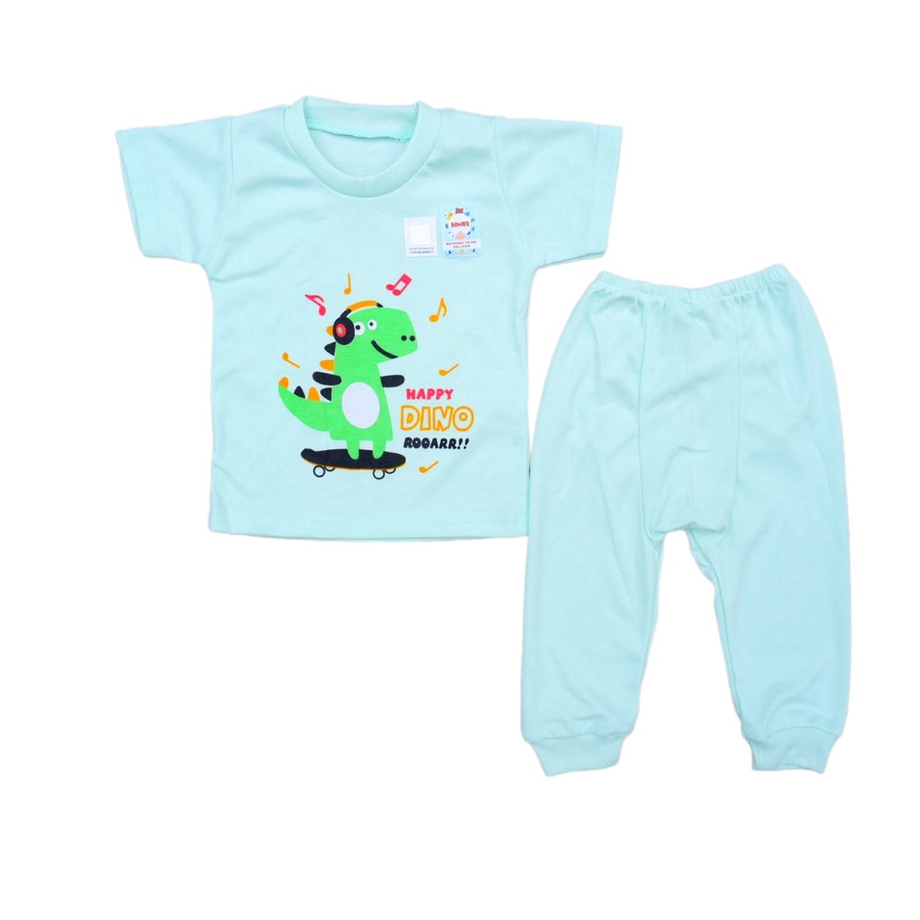 Set Baju Bayi Katun Double Premium Setelan Baju Pendek Celana Panjang Pampers Kiwari