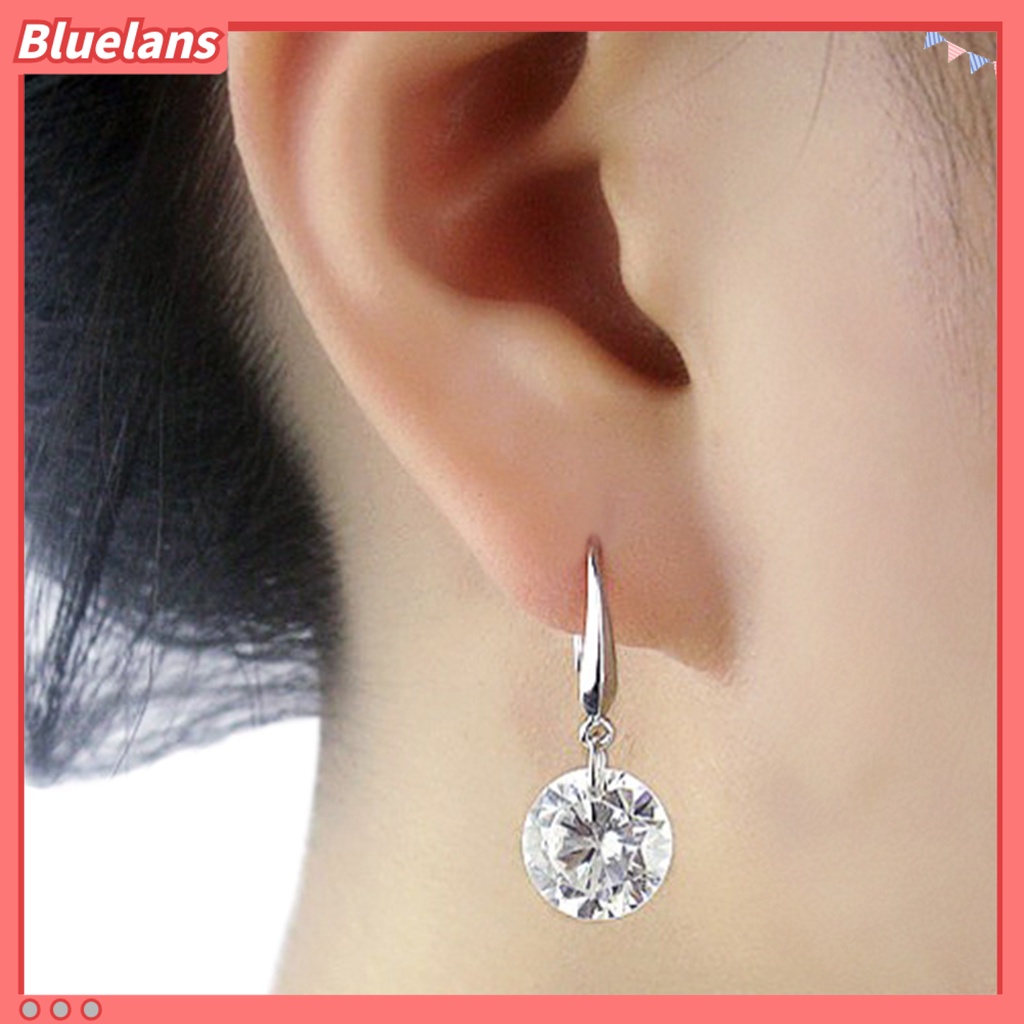 Bluelans 1 Pair Women Fashion Silver Plated Cubic Zirconia Dangle Hook Earrings Party